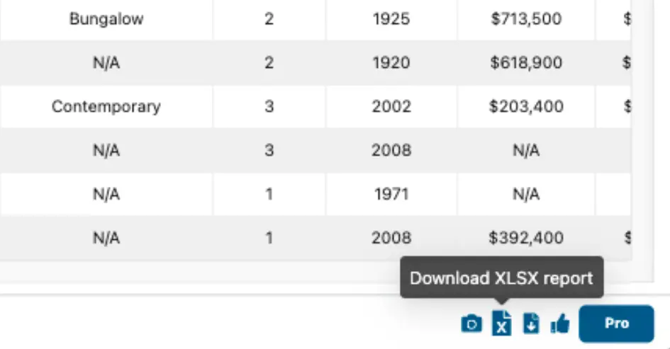 PropFly export results interface